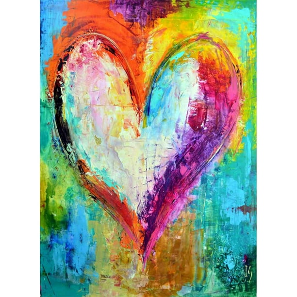 Kit de pintura por números, lienzo de corazón colorido DIY, cuadro de arte al óleo para decoración del hogar FLhrweasw Nuevo