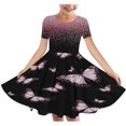 thumbnail image 2 of QIPOPIQ Robe d'Été pour Fille Art Van Gogh Impression 3D Col Rond Manches Courtes T-Shirt Robe Évasée Liquidation, 2 of 5