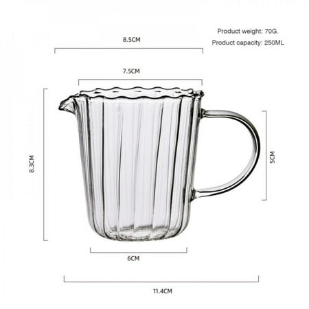 

[Big Save!]Creative Glass Cup Striped Milk Jug Heat-Resistant Glass with Handle Coffee Milk Tea Separator Cup