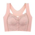 thumbnail image 4 of Bigersell Front Closure Bra for Older Women Daisy Bras Comfort Strap V-Neck Lace Push up Padded Bras No Underwire Womens Front Snap Closure Sports Bras Wire-Free Brassiere Pink L, 4 of 4