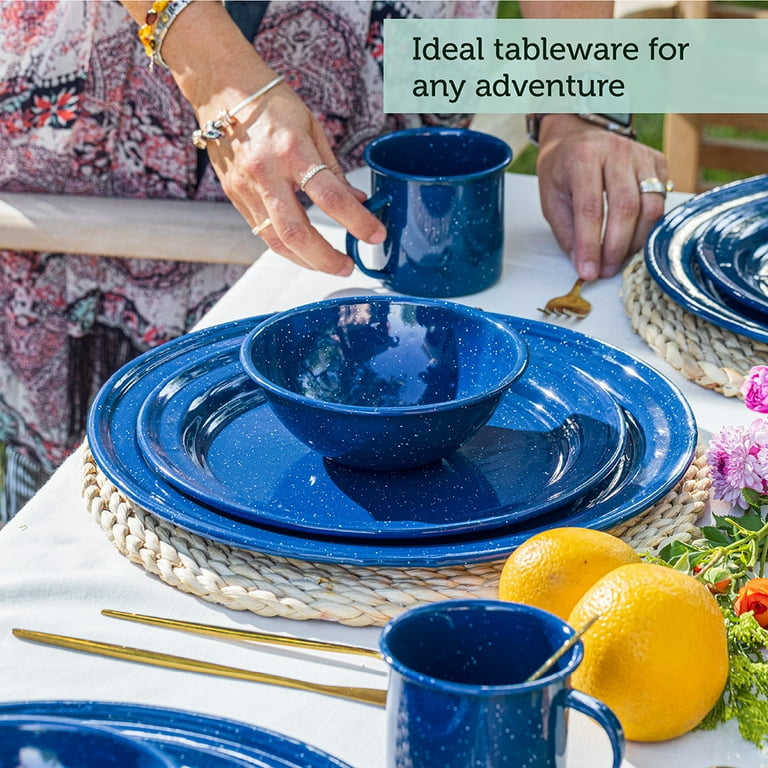 Cinsa 16-Piece Enamelware Dinnerware Set for Use in Indoor and