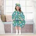 thumbnail image 7 of Dailycode Wearable Blanket Hoodie Oversized Sherpa Flannel Blankets with Pocket for 3-14 Year Old Rabbit Whale Elephant Moon Flower, 7 of 7