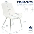 thumbnail image 3 of Modern Faux Leather Dining Chairs Set of 2 with Backrest, Sturdy Metal Legs, Upholstered Kitchen Dinning Room Chair(White, Silver Legs), 3 of 9