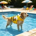 thumbnail image 6 of Little Bee Shape Dog Swimming Vest with Traction Handle, Adjustable Padded Flotation Life Jacket for Pool Beach Boating, Medium 15-22 lb, 6 of 6