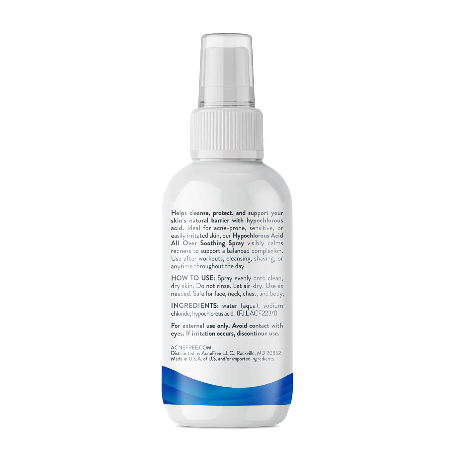 AcneFree Hypochlorus Acid, All over Skin Soothing Spray, Refreshes and Balances, 4 fl oz