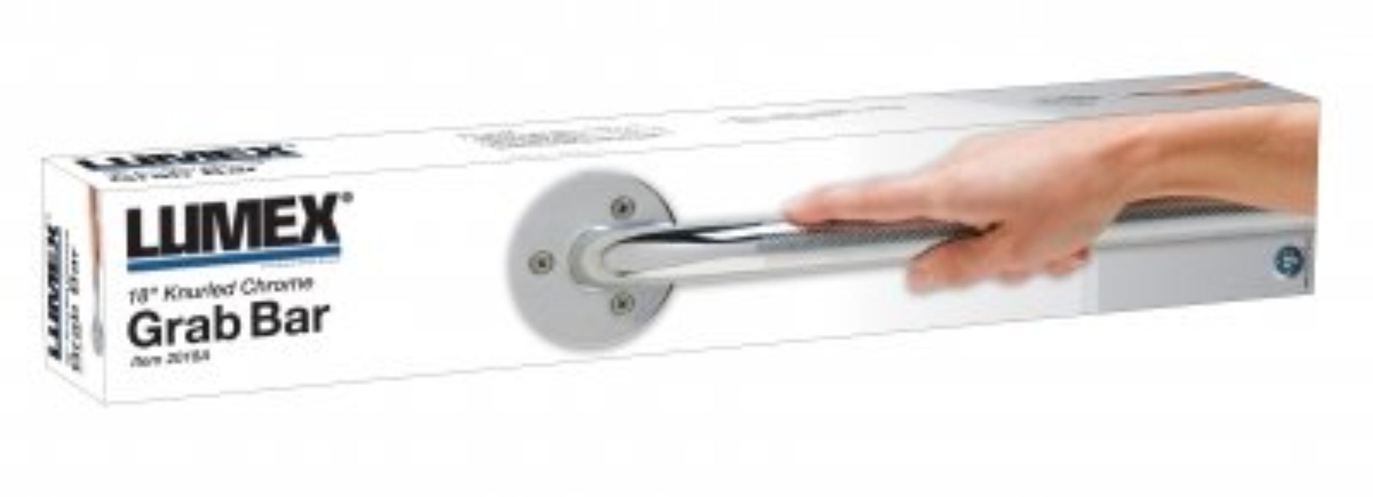 Chrome Knurled Grab Bar, Chrome, 12 Inch, Heavy duty steel construction with rust resistant