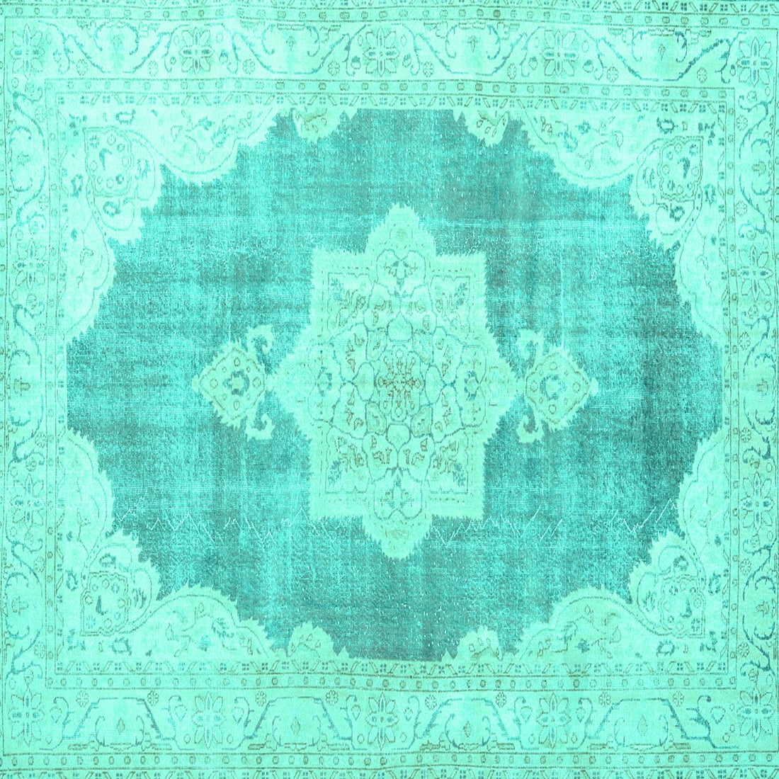 Ahgly Company Machine Washable Indoor Square Persian Turquoise Blue ...