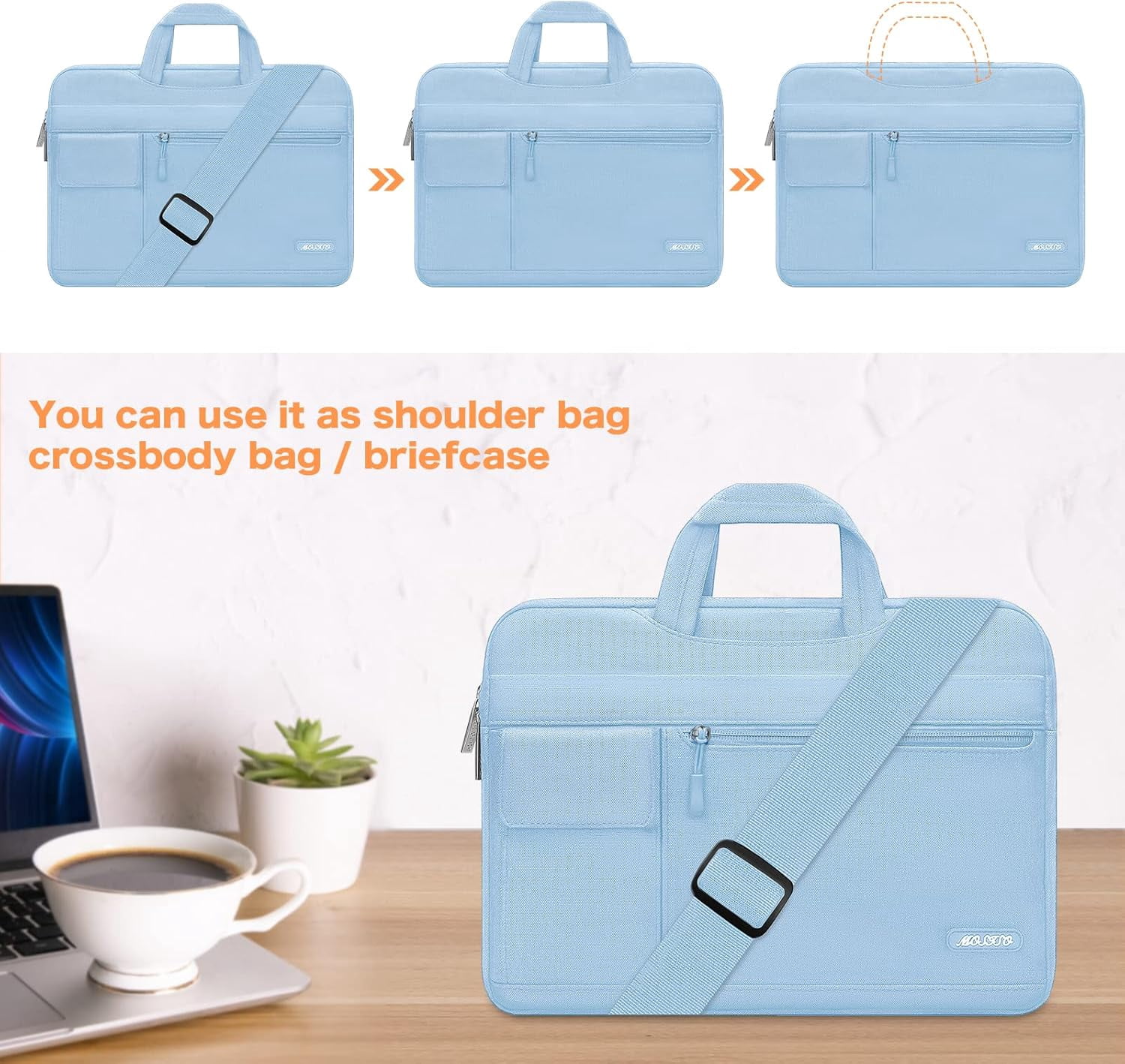 MOSISO 13.3" Laptop Shoulder Bag Travel Business School Polyester Notebook Messenger Briefcase Sleeve Case Computer Handbag for MacBook/Dell/HP/Surface/Lenovo/Acer/Asus,
