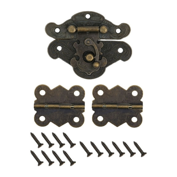 Bronze Cabinet Wooden Box Hinge Latches Hasp Kits Furniture Vintage Hardware