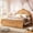 Natural Full, variant on Full Size Vintage Wood Platform Bed, Carved Headboard & Footboard, Natural
