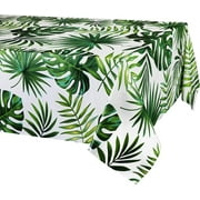 XD4-3PCS Hawaii Palm Leaves Tablecloths for Hawaiian Party Decoration, Luau Disposable Table Cloths (Plastic, 54x108in) Aloha Tropical Table Covers for Safari Jungle Baby Shower*04