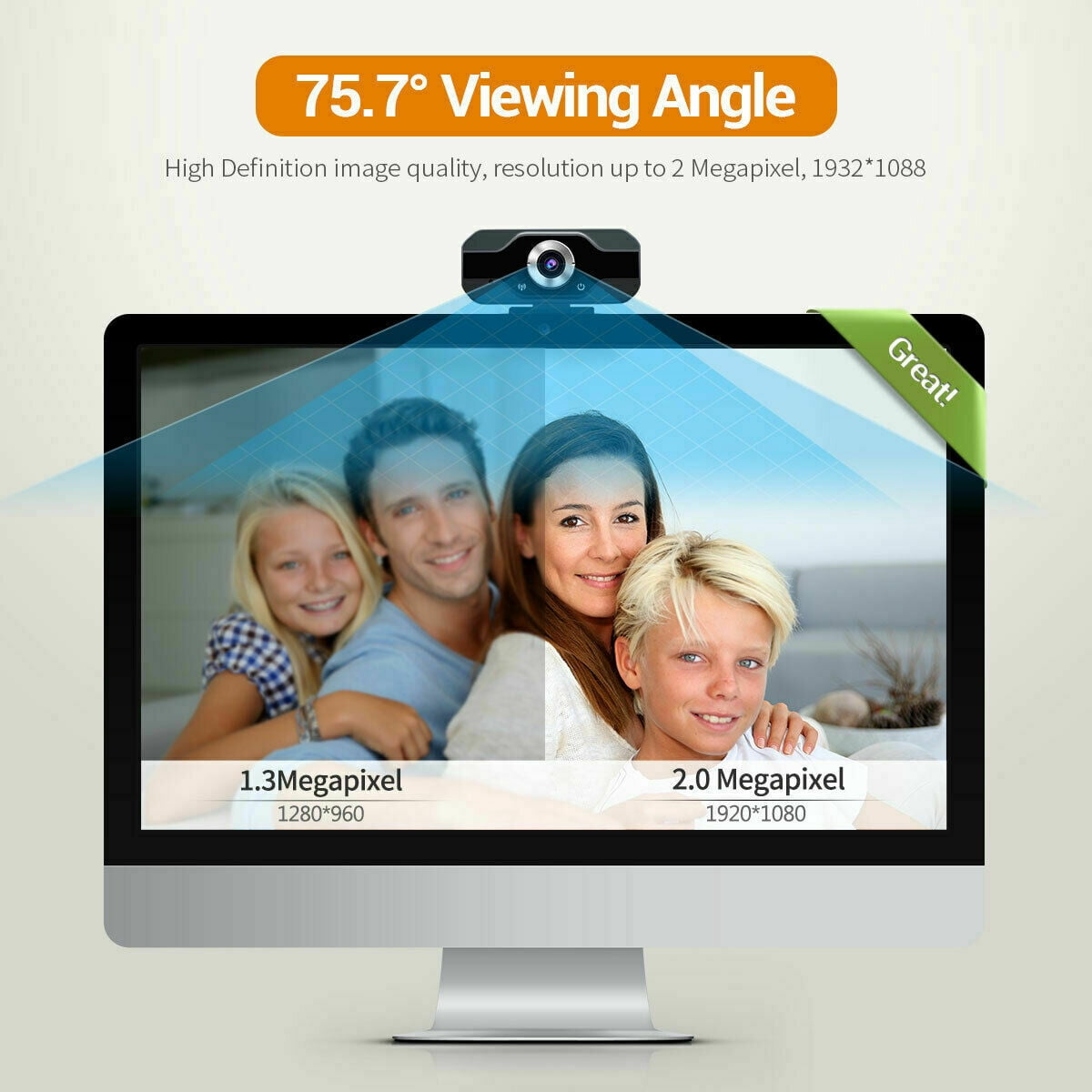 Amerteer 1080P Webcam PC with Microphone, USB 2.0 Web Camera for Laptop, Computer, Desktop, Plug and Play, for Live Streaming, Video Chat, Conference, Recording, Online Classes, Game