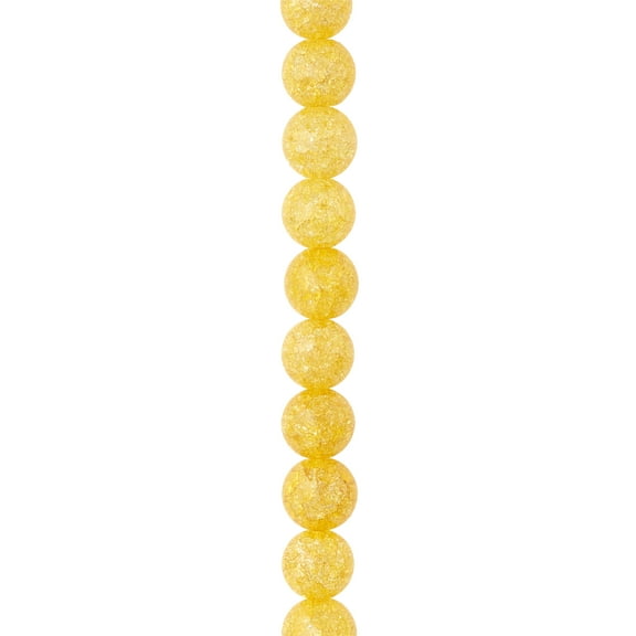 12 Pack: Yellow Crackled Quartzite Round Beads - 10mm by Bead Landing