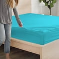 thumbnail image 4 of Sheet has Zipper Fitted Sheet, (Full Size 54x75) 15 Inch Deep Pocket, 100% Egyptian Cotton, 800 TC, Solid Turquoise Blue Color., 4 of 9