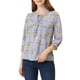 thumbnail image 1 of INSPIRAR CHIC Blusa Bohemia para Mujeres con Estampado Floral, Cuello con Lazo, Manga 3/4, Tops Casuales, Talla S, Púrpura Claro, 1 of 6