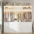 thumbnail image 3 of Homieasy Freestanding Closet System Set - 3-Pack with 3 Wood Drawers Each,With Hanging Rod & Shelves, 24"L x 15"W x 80"H, White, 3 of 10