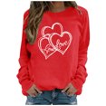 thumbnail image 2 of Fartey 2025 Chandail en Molleton pour Femmes Saint-Valentin Décontracté Manches Longues Col Rond Chandail Mignon Graphique Mode Vacances Chandails en Molleton Rouge, 2 of 4