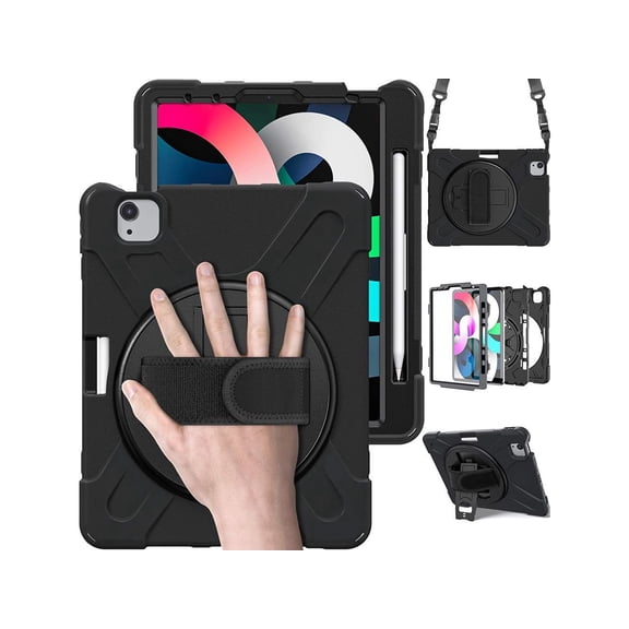 Case for iPad Air 5 Air 4 10.9 inch 2022 2020 iPad Pro 11 Inch 2022 2021 2020 2018, Shockproof Cover with Pencil Holder, Kickstand, Hand & Shoulder Strap