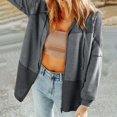 thumbnail image 2 of Hoodies for Women Trendy Fall Winter Loose Fit Hooded Long Sleeve Puff Cold Shoulder Drawstring Solid Color Leisure Polyester Sweatshirt Sweatshirts(Grey,XL), 2 of 6