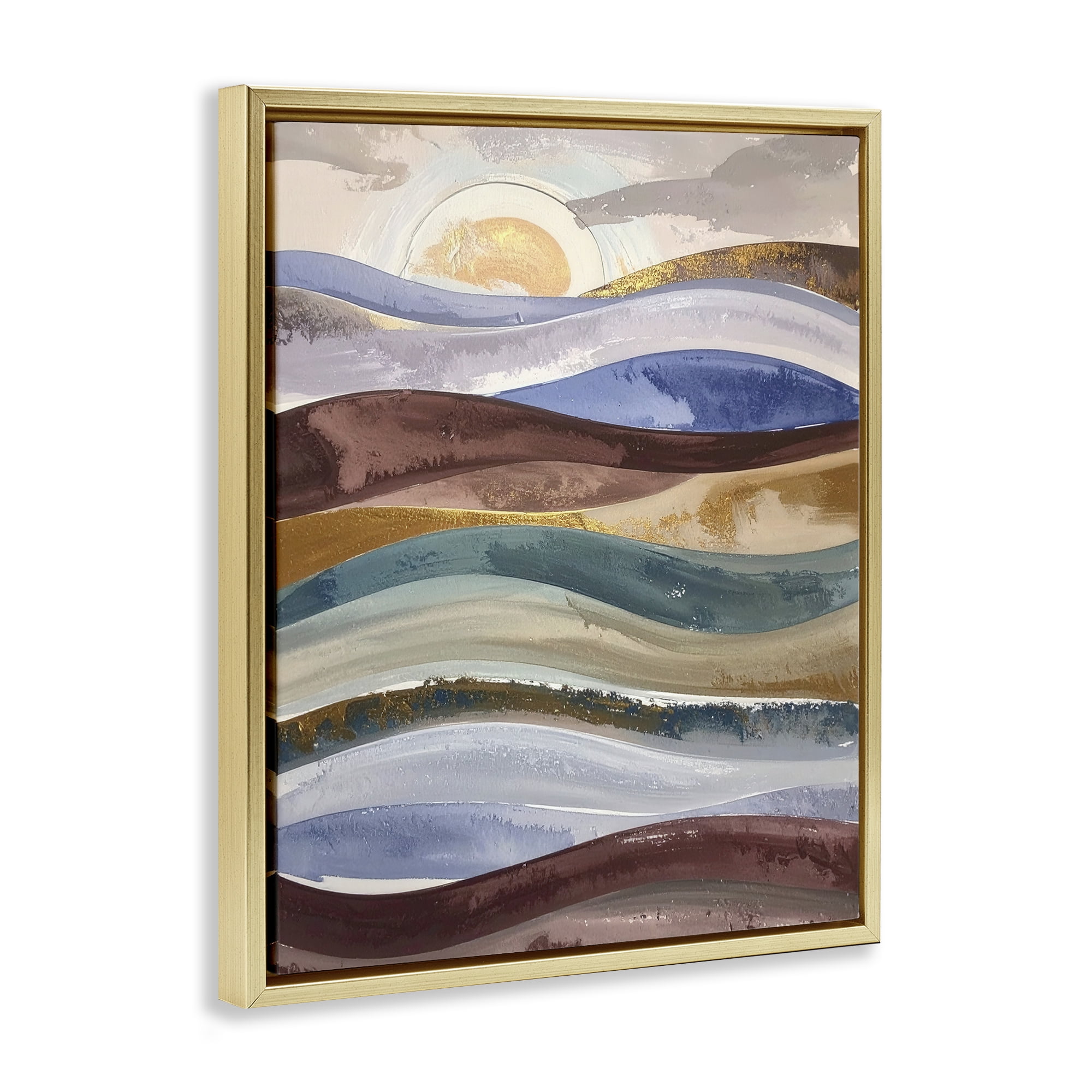 Stupell Industries Layered Ocean Flow Gold Framed Floater Canvas Wall Art, design by Alonza Saunders