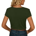 thumbnail image 5 of Babysbule Women's V Neck Button Placket Short Sleeve Henley T Shirt, Casual Loose Fit Top for Daily All Season Wear, 5 of 6