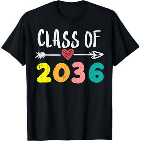 

Class Of 2036 Heart Kindergarten Grow With Me Graduation T-Shirt