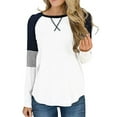 thumbnail image 1 of Camiseta Casual Sunloudy Mujer Patchwork Otoño Invierno Rayas Manga Larga Cuello Redondo, 1 of 6