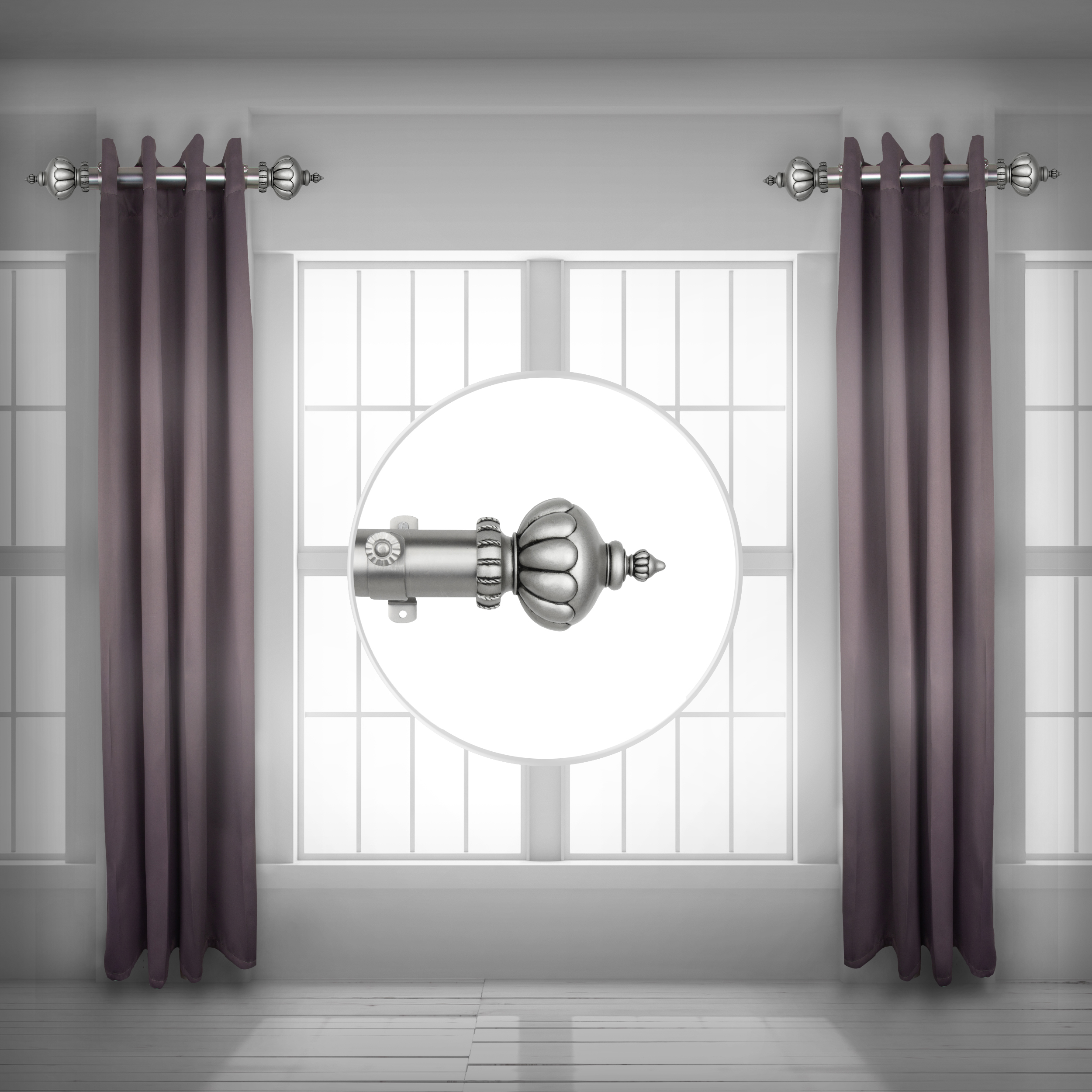 Nadia 1.5" Side Curtain Rod 24 inch Long (Set of 2) - Satin Nickel