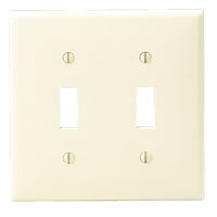 Leviton 80709-I Ivory Nylon Two Gang Toggle Light Switch Wall Plate