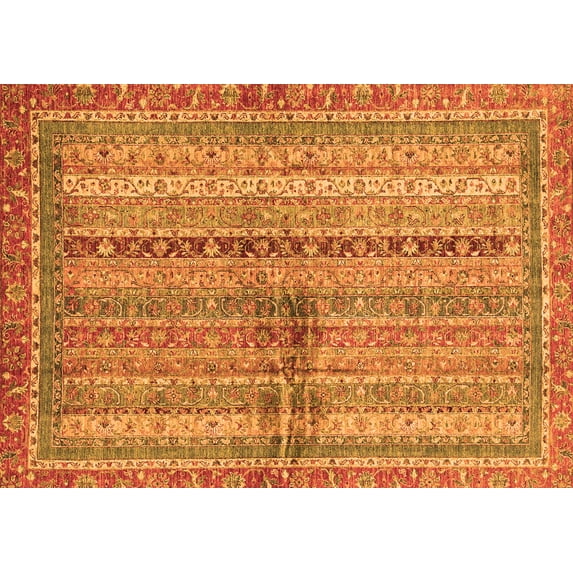 Ahgly Company Indoor Rectangle Oriental Orange Modern Area Rugs, 7' x 9'