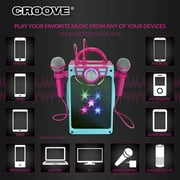 Croove POP Box Karaoke Machine for Kids with Microphones and Lights (Pink)