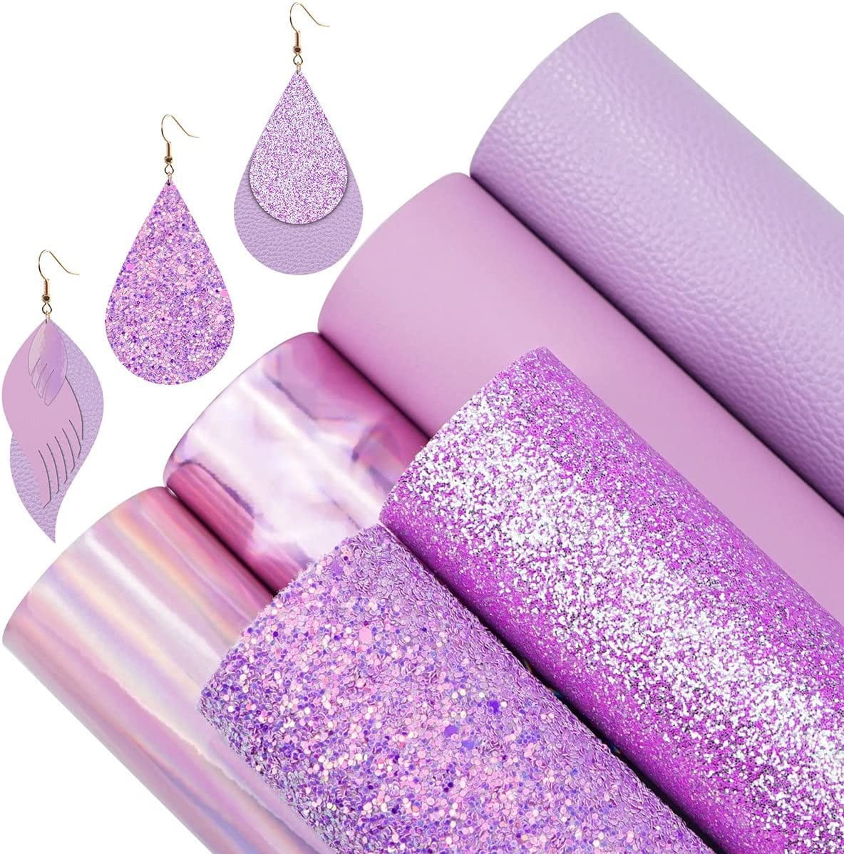 Lilac Pinkish Purple Disco Glitter Chunky Glitter faux leather