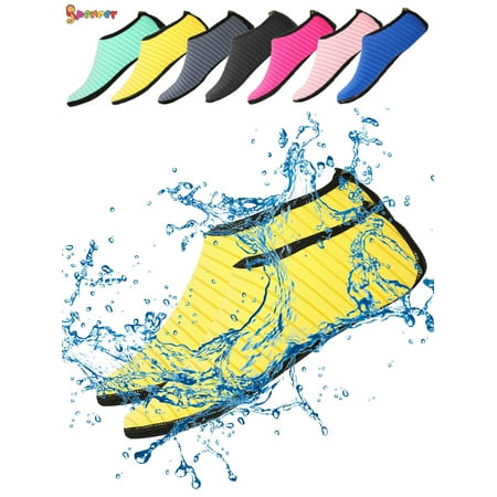 

Spencer Men Women Barefoot Water Skin Shoes Quick-Dry Aqua Strip Bench Socks Slip-on for Swim Surf Yoga Outdoor Exercise S Yellow