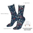 thumbnail image 4 of Xecao Leaves Snowflakes Print Fashion No Heel Casual Crew Socks Cushioned Breathable for Men Women - Moisture wicking,Not easy to fade Suitable for daily, 4 of 7