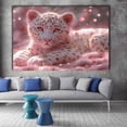 thumbnail image 5 of Mudket Pink Glitter White Leopard Cub Canvas Wall Art, Cute Nursery Animal Paintings for Bedroom Print for Baby Toddler Room Home Decor, Framed Ready to Hang - 12"L x 8"W, 5 of 9