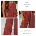 thumbnail image 2 of Women Fashionable Button Overalls Loose Casual Elegant Plain Color Sleeveless Strap Overalls with Pockets Watermelon Red S, 2 of 5