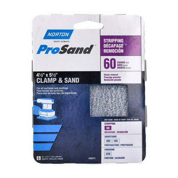Norton 07660768541 Aluminum Oxide Sanding Sheet, 5-1/2 Inch, 60 Grit