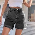 thumbnail image 5 of AGWOLF Womens High Waisted Jean Shorts Summer Baggy Stretchy Straight Leg Short Jeans Trendy Raw Hem Distressed Denim Shorts, 5 of 8