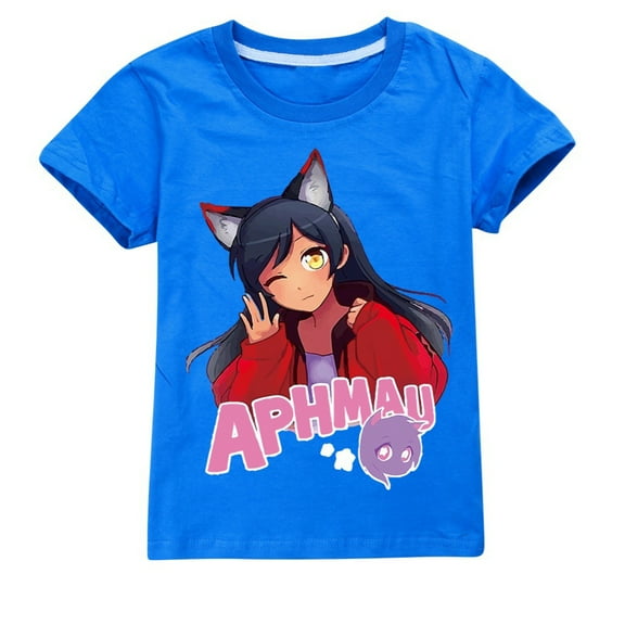 Girls T-Shirt Aphmaus Kids Short Sleeve Graphic Tee Cute Cartoon Character Cotton Top for Children & Teens Game Gift 