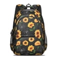 thumbnail image 2 of Black Sunflower Backpack for School,Cute School Bag,Schoolbag with Adjustable Shoulder Straps & Padded Back,16.9 Inch, 2 of 5