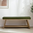 thumbnail image 3 of 45" Entryway Bench Upholstered Storage Bench for Bedroom Shoe Rack Bench for Living Room, Hallway, Mudroom, Balcony, Sturdy Indoor Bench Seat Holds Up to 300 lbs (PU-Green), 3 of 18