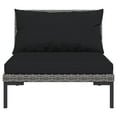 thumbnail image 3 of vidaXL 5 Piece Patio Lounge Set with Cushions Poly Rattan Dark Gray, 3 of 6
