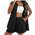 thumbnail image 2 of Laqbezok Women's Cotton Linen 2-Piece Set, Casual Sleeveless Button Down Shirt and Shorts Outfit, Relaxed Fit Summer Beach Resort Wear with Pockets, 2 of 3