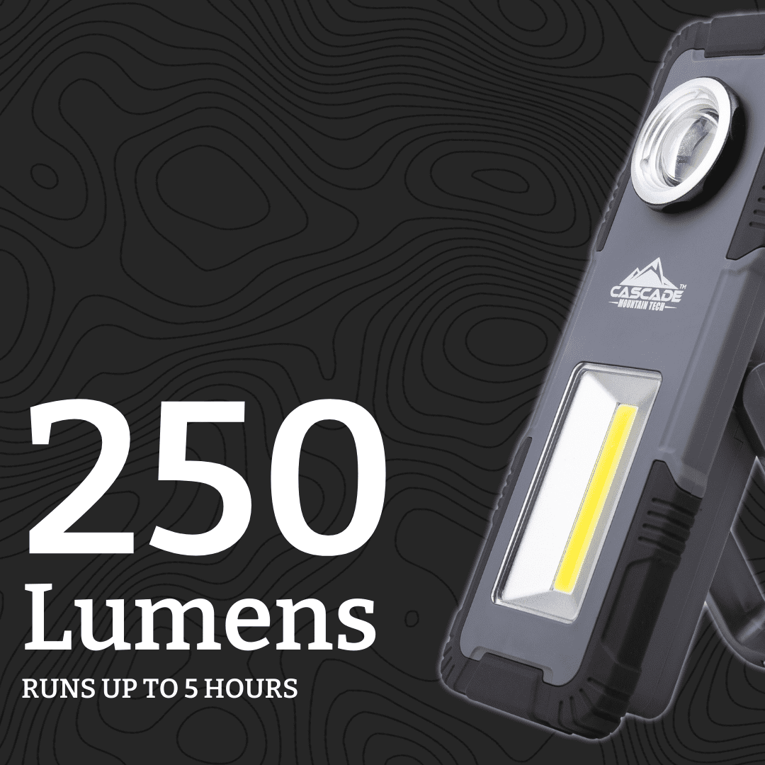 Cascade Mountain Tech 250 L LED Multi-Use Camp Light, Three Positioning Features - Light Grey 5.3oz.
