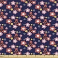 thumbnail image 1 of Floral Fabric by the Yard, Layout of Cherry Blossoms Vintage Garden Art, Decorative Upholstery Fabric for Sofas and Home Accents, Indigo Coral Pale Pink by Ambesonne, 1 of 5