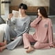thumbnail image 4 of Conjunto de pijama de algodón de manga larga para mujer, ropa de dormir con estampado de oso, cuello redondo, pantalones a cuadros, otoño e invierno, novedad, 4 of 4