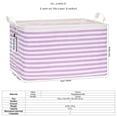 thumbnail image 6 of Sea Team Collapsible Canvas Fabric Storage Basket with Handles, Rectangle Waterproof Storage Bin, Box, Cube, Foldable Shelf Basket, Closet Organizer, 16.5 x 11.8 x 9.8 Inches, Purple Stripe, 6 of 6