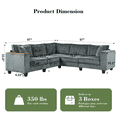 thumbnail image 3 of Modern L-Shaped Sectional Sofa, Corduroy Upholstered Modular Couch With Storage Armrest and Pillows for Living Room Office Apartment, 3 of 15