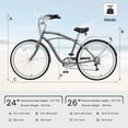 thumbnail image 3 of ABORON 24" Beach Cruiser Bike Women Men, Lightweight Adult Cruiser Bike with Rack, 7-Speed Cruiser Bicycle for Commuting, Carbon Steel Frame Commuter Bicycle, 3 of 9