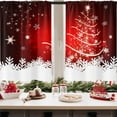 thumbnail image 3 of Christmas Kitchen Curtains Red Window Curtains Over Sink Set of 2, Winter Snowflakes Short Tier Curtain for Kitchen, Abstract Xmas Tree Kitchen Decor 26" x 36", 3 of 6